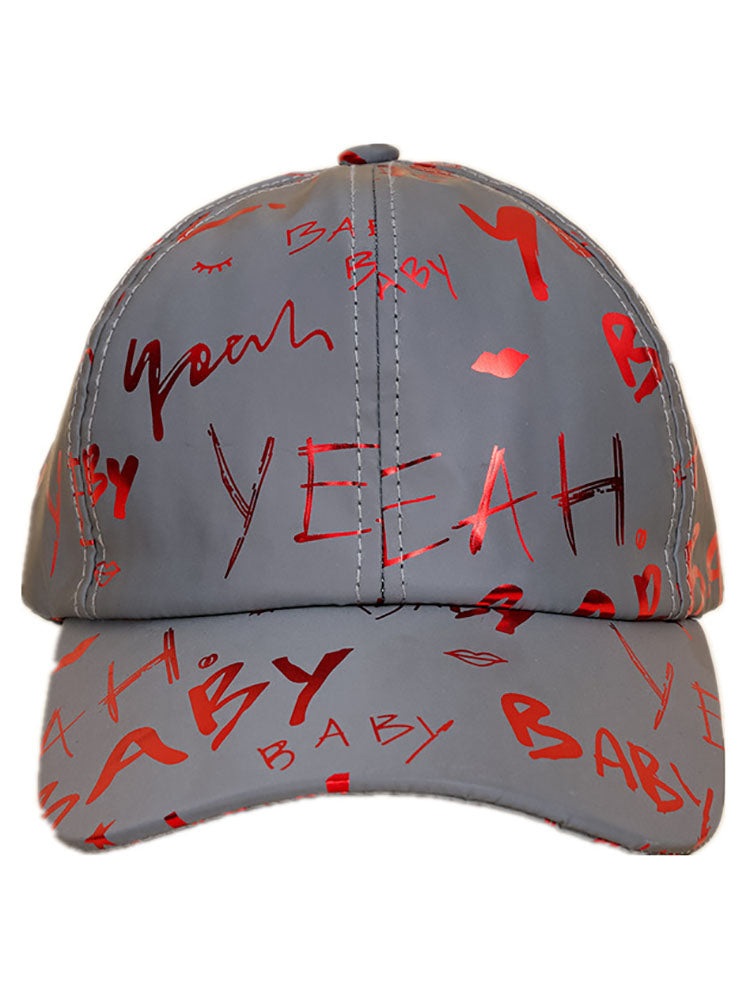 Letter Print Reflective Baseball Caps Tiynon