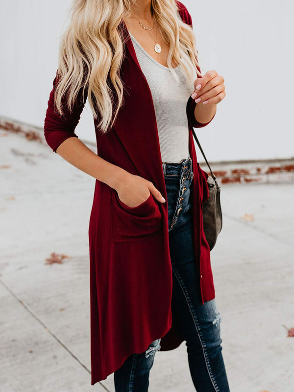 Long Sleeve Button Down Coat with Pockets Tiynon