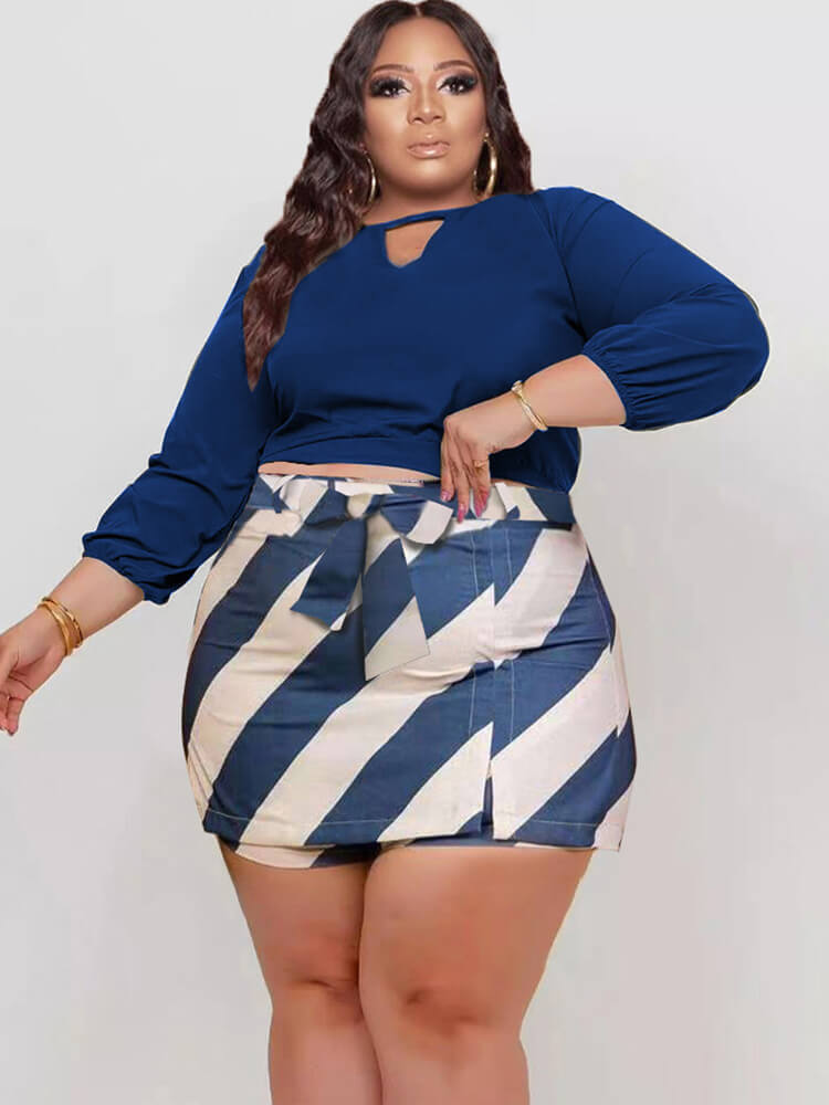 Long Sleeve Crop Top & Short Pantskirt Tiynon