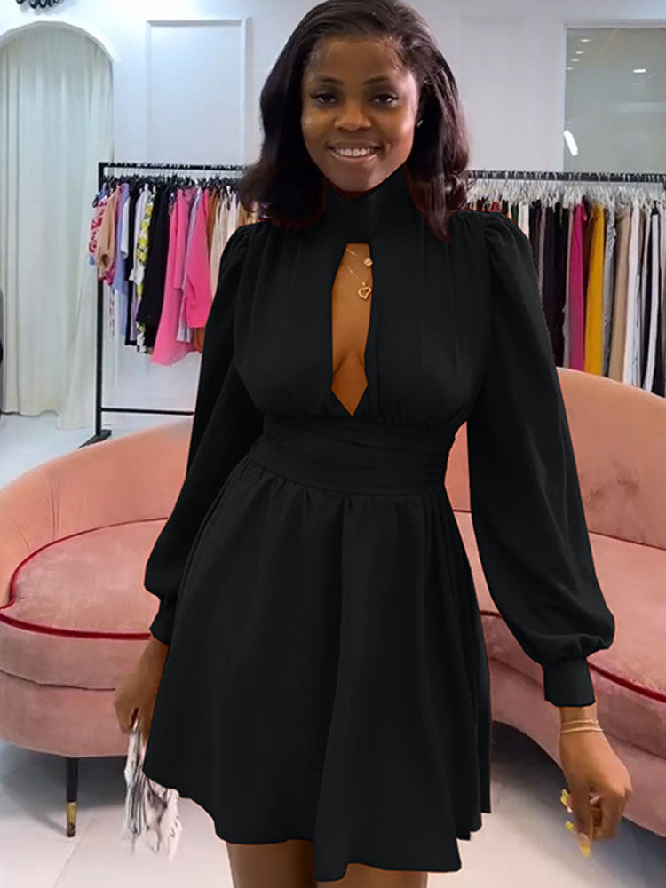 Long Sleeve Cut Out Mini Dresses Tiynon