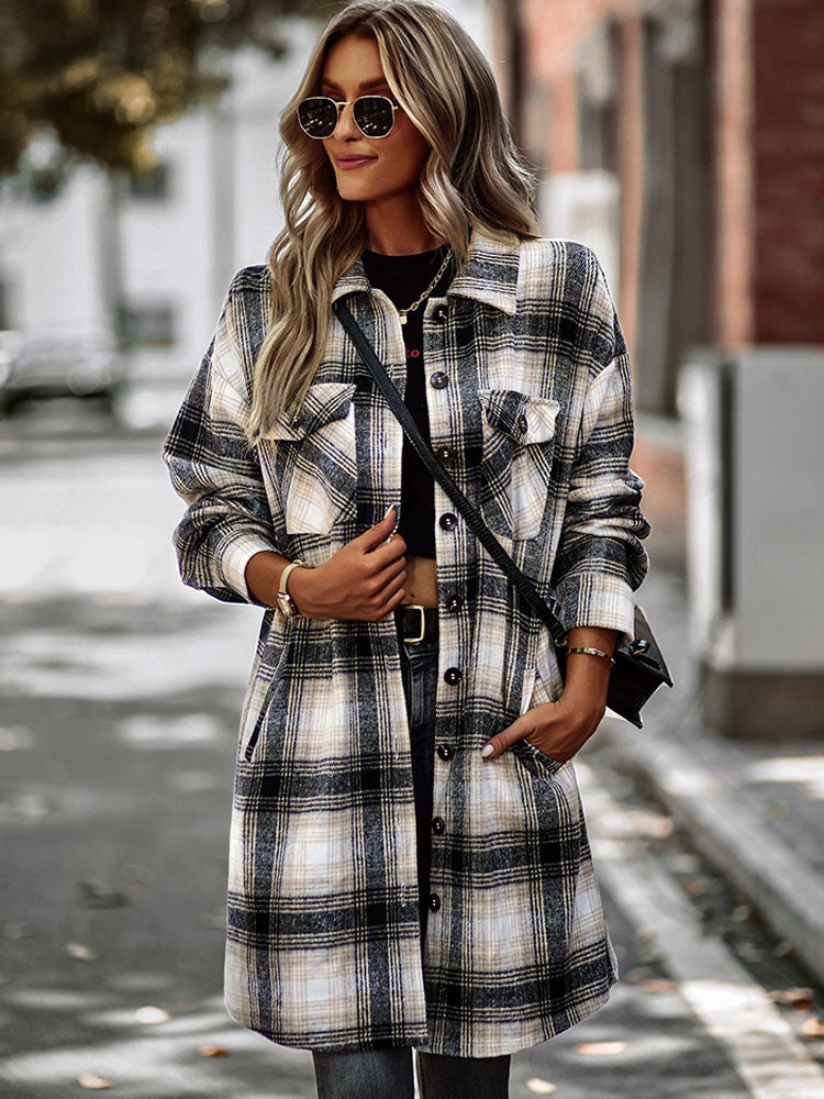 Long  Sleeve Plaid Button Down Casual Shirts Tiynon