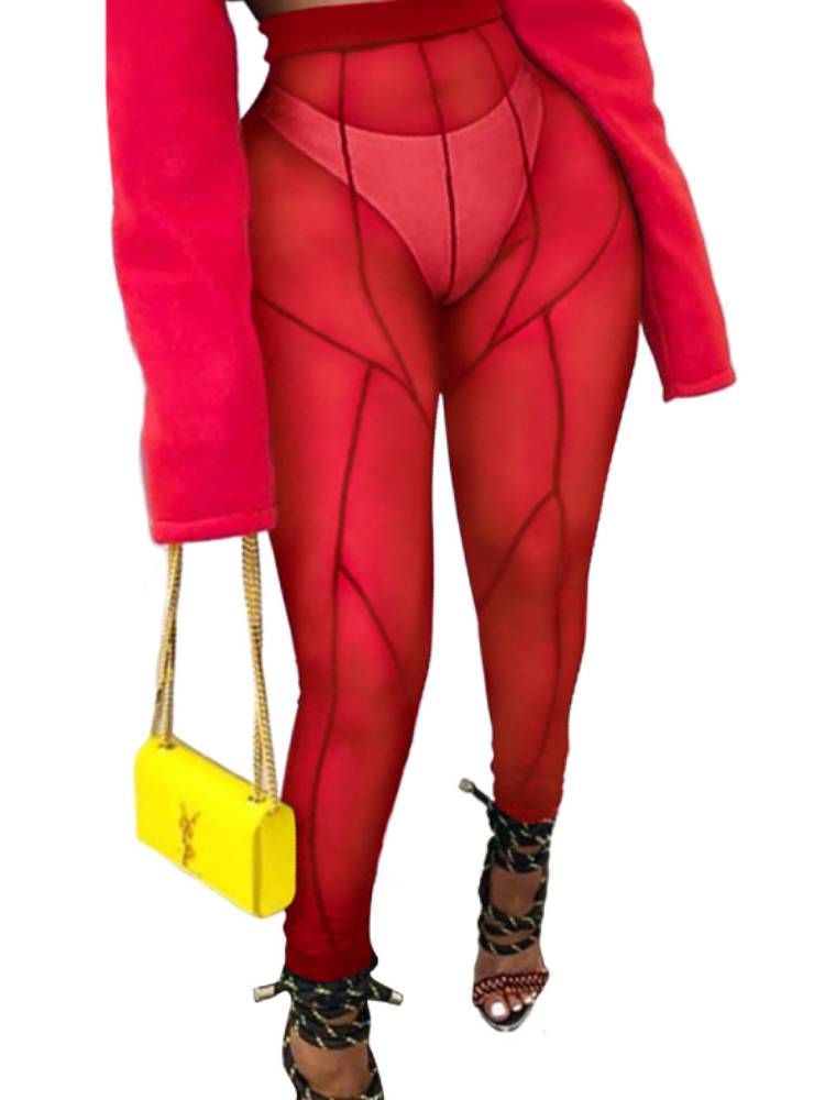 Mesh High Waist Skinny Pants Tiynon