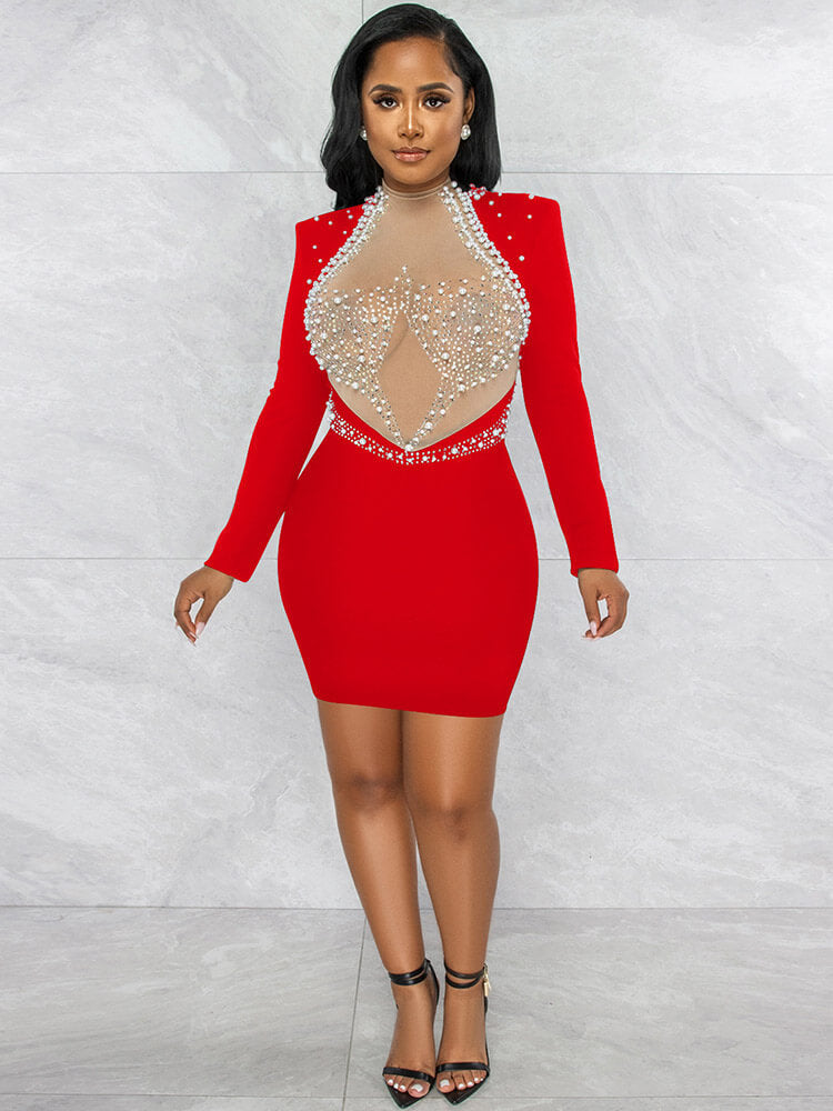 Mesh Sequins Backless Bodycon Mini Dresses Tiynon