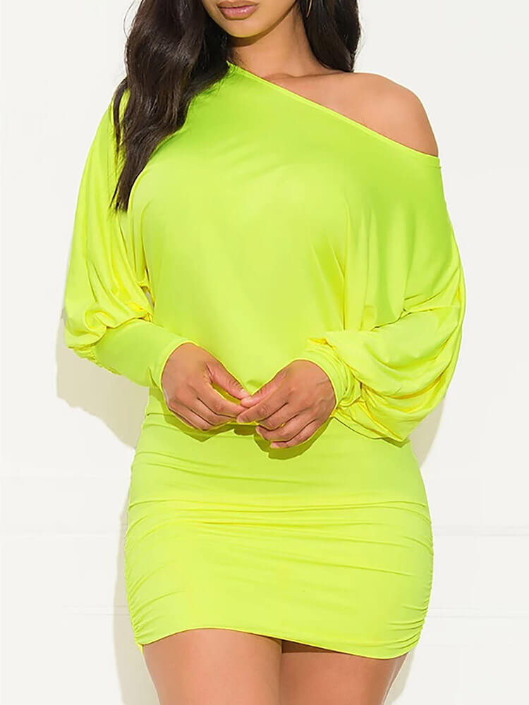 Off Shoulder Long Batwing Sleeve Mini Dresses Tiynon