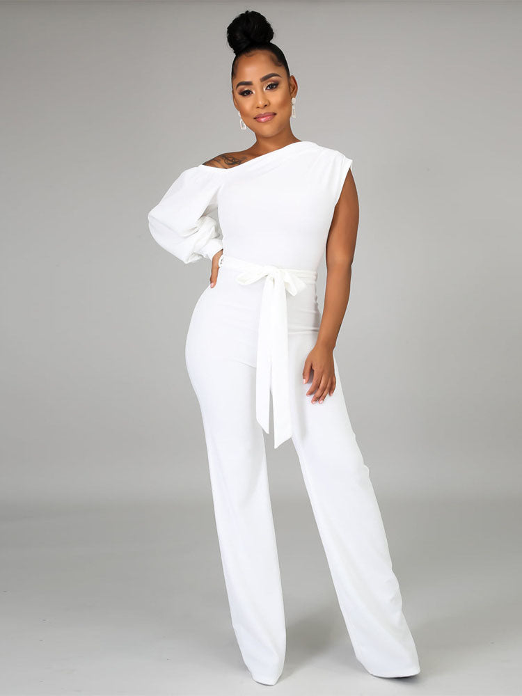 One Piece One Shoulder High Waist Jumpsuits Tiynon