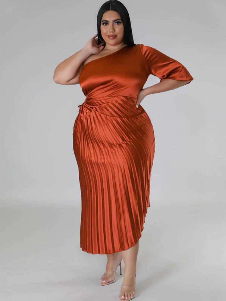 One Shoulder Lace Up Ruched Maxi Dresses Tiynon