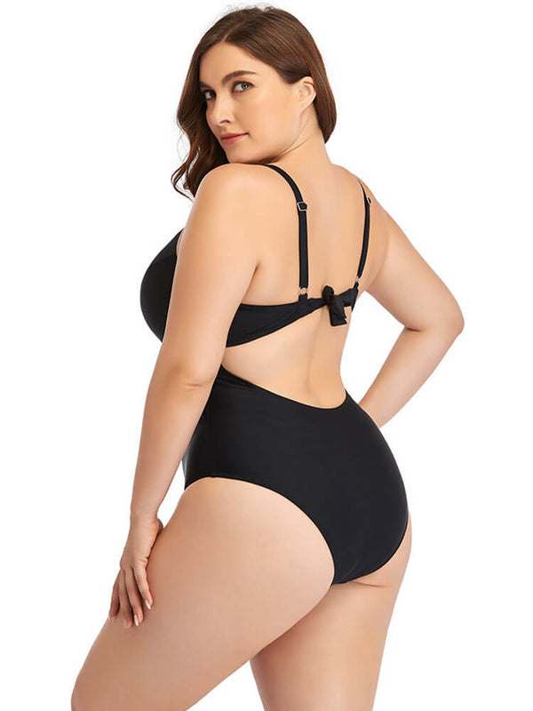 Plus Size Spaghetti Straps Backless Swimsuit Tiynon