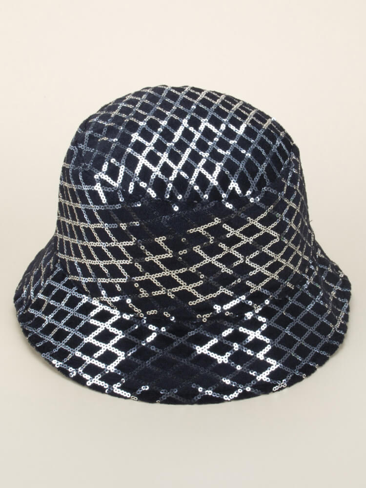 Reversible Diamond Shape Pattern Sequin Bucket Hat Tiynon