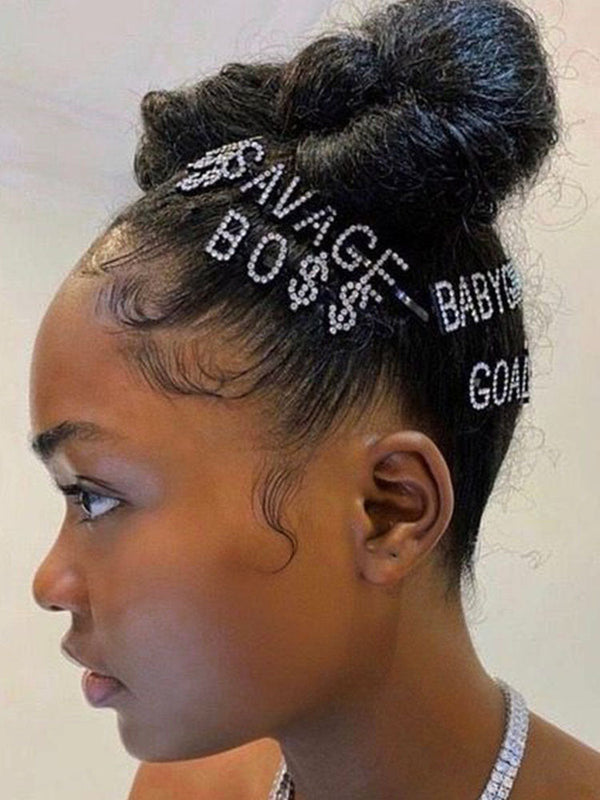 Rhinestone Crystal Letter Hair Pins Tiynon