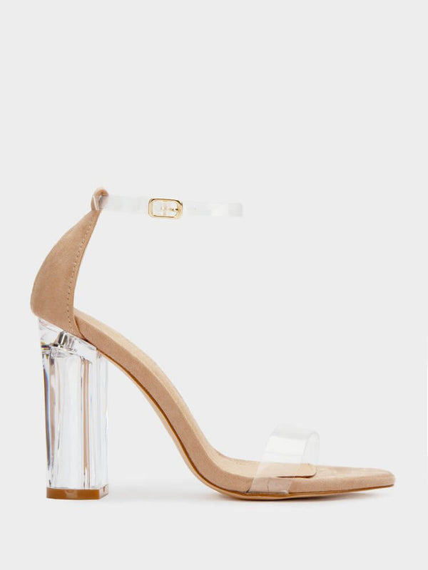 Round Toe High Block Chunky Open Toe Heels Tiynon