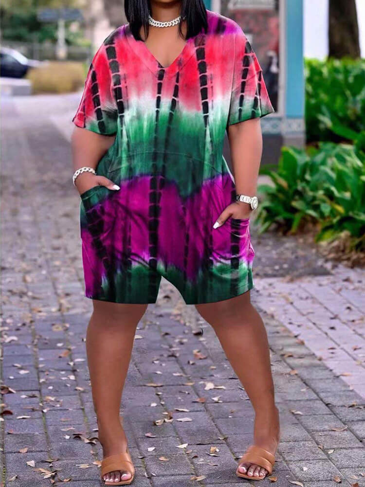 Short Sleeve Jumpsuit Rompers with Pockets Tiynon