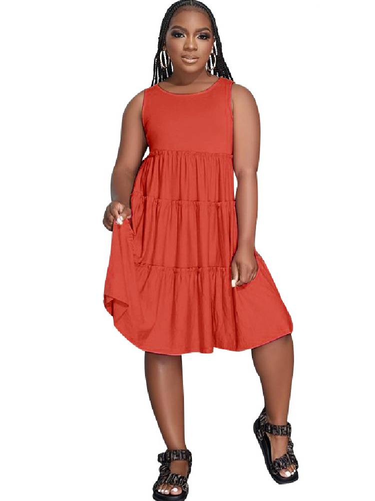 Sleeveless A Line Swing Midi Dresses Tiynon