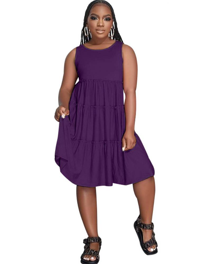 Sleeveless A Line Swing Midi Dresses Tiynon