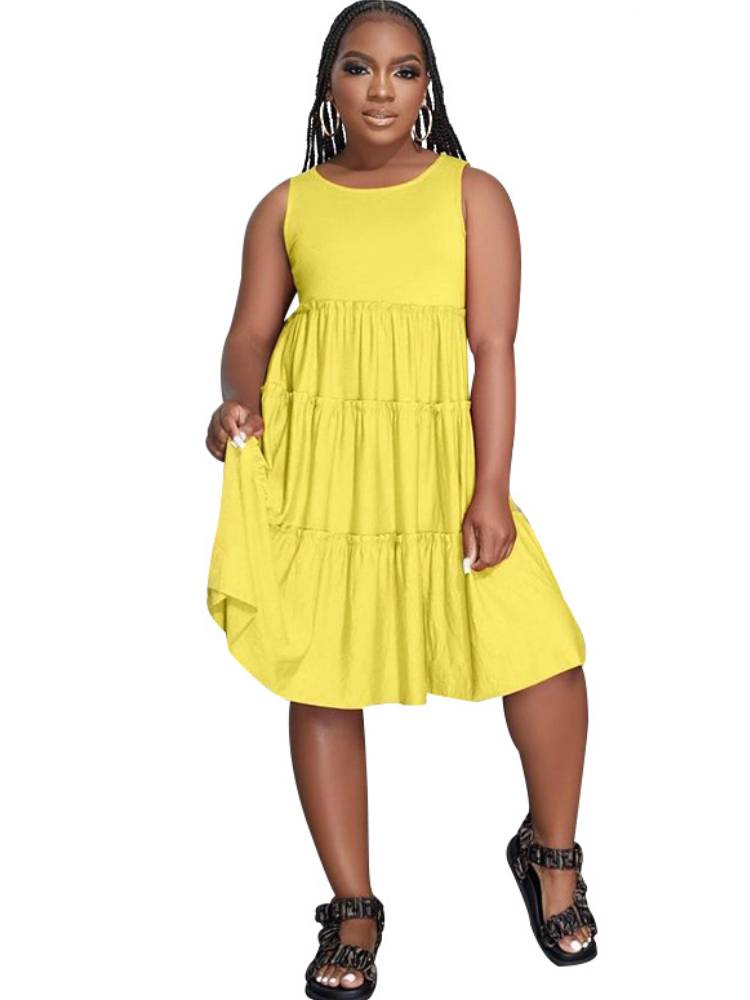 Sleeveless A Line Swing Midi Dresses Tiynon