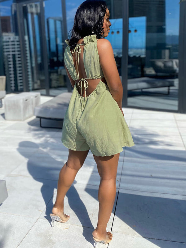 Sleeveless Hollow Out Short Jumpsuit Tiynon