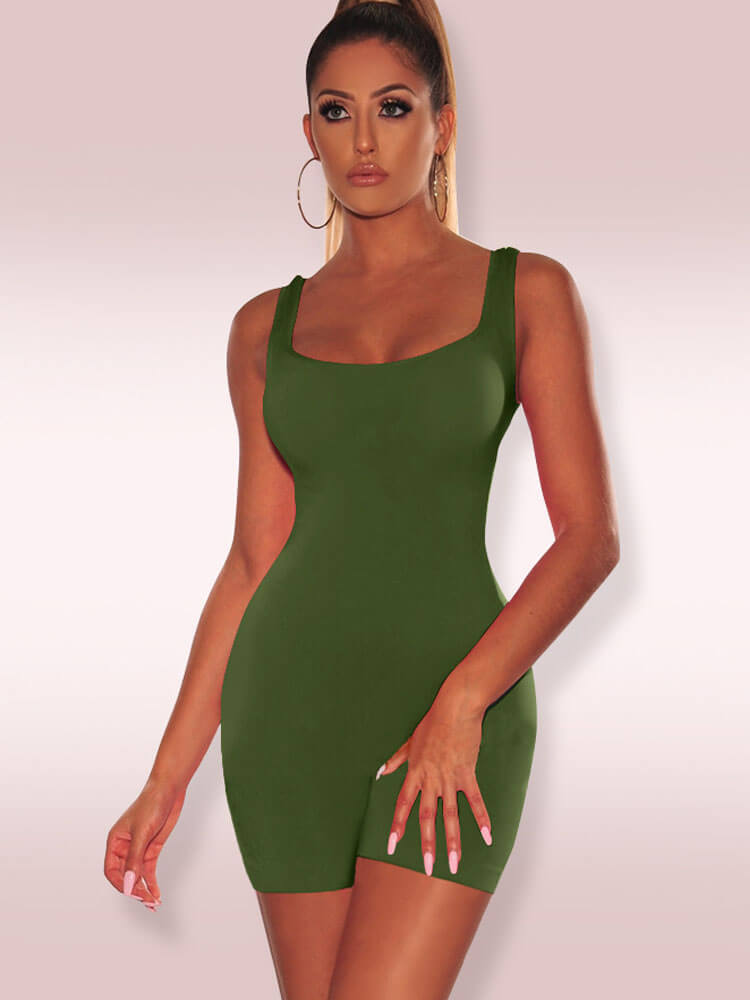 Sleeveless Solid Color Short Jumpsuits Tiynon