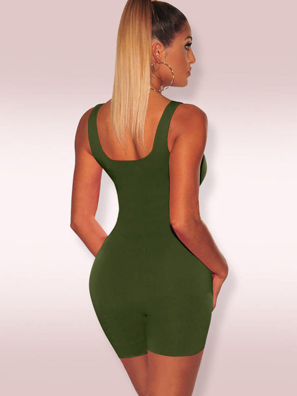 Sleeveless Solid Color Short Jumpsuits Tiynon