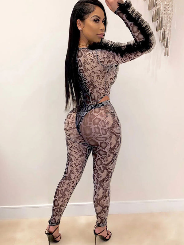 Snake Skin Print Tops & Skinny Pants Tiynon