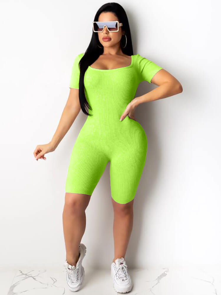 Solid Color Backless Lace Up Bodycon Jumpsuits Tiynon