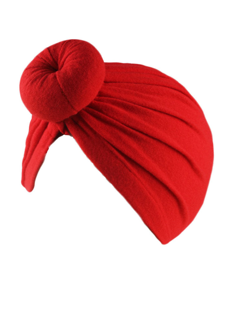 Solid Color Ruched Cross Turban Cap Tiynon