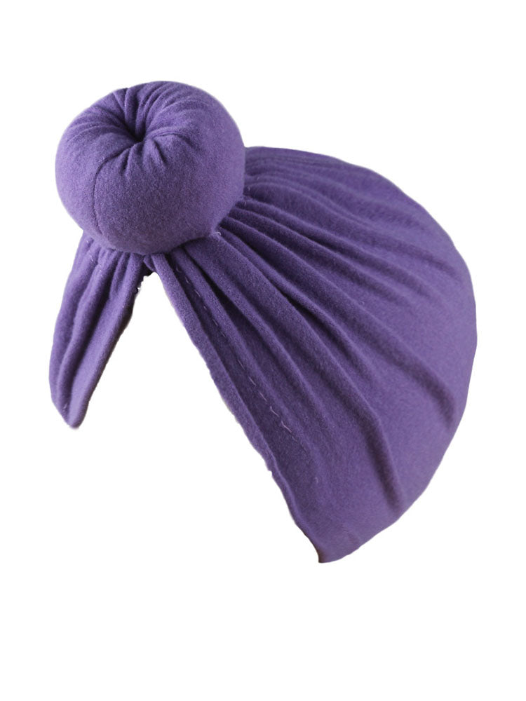 Solid Color Ruched Cross Turban Cap Tiynon
