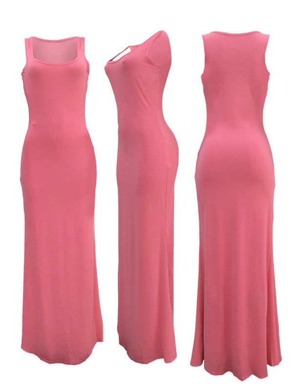 Solid Color Sleeveless Beach Bodycon Maxi Dresses Tiynon