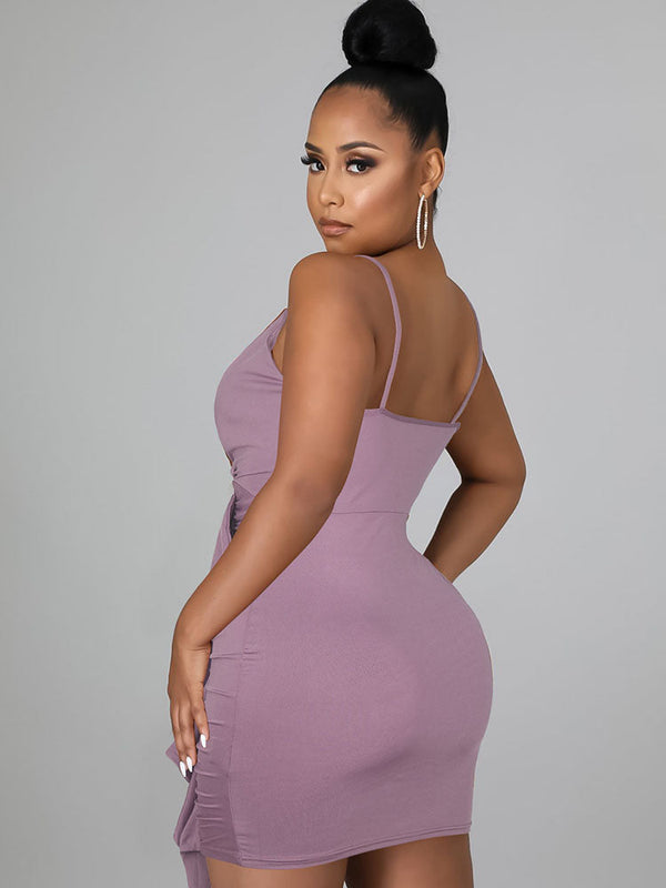 Spaghetti Straps V Neck Mini Dresses Tiynon