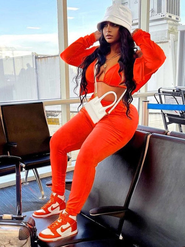 Three Pieces Zip Up Jacket & Long Pants Tiynon