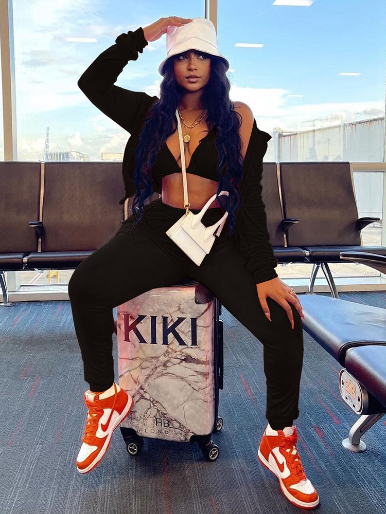 Three Pieces Zip Up Jacket & Long Pants Tiynon