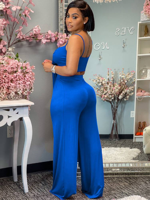 Two Piece Bra Tops & Wide Leg Pants Tiynon