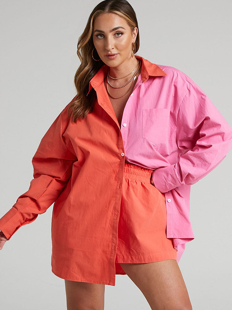 Two Piece Color Block Shirt & Short Pants Tiynon