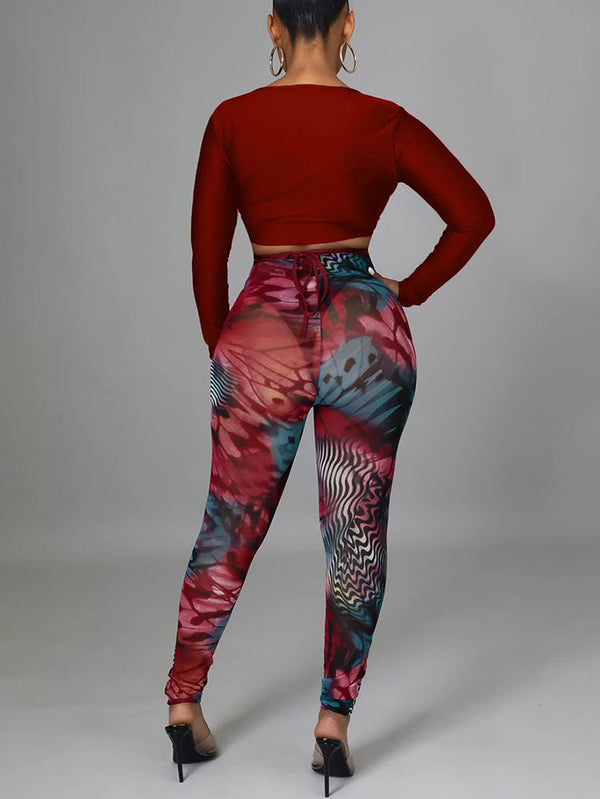 Two Piece Crop Top Long Pants Sets Tiynon