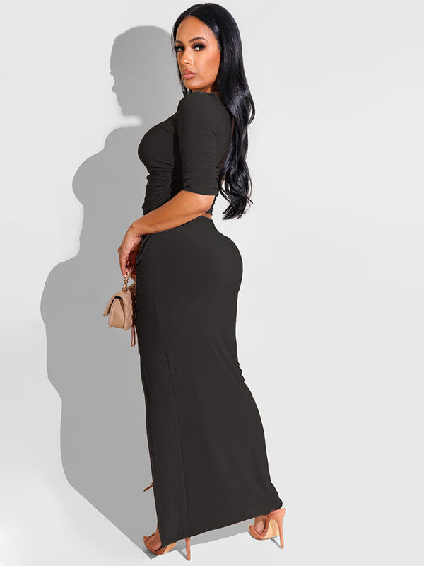 Two Piece Crop Top & Split Skirt Suits Tiynon