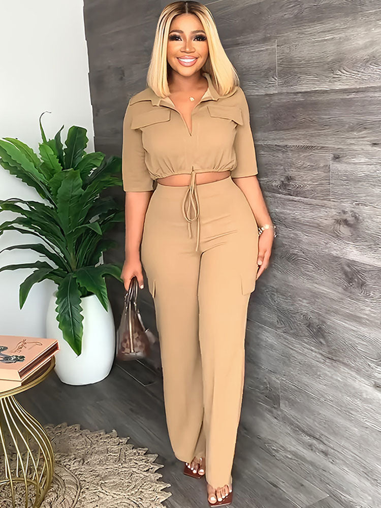 Two Piece Crop Tops & Long Pants Tiynon