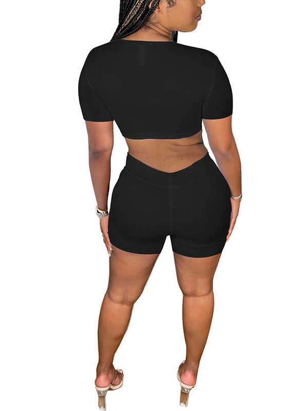 Two Piece Crop Tops & Shorts Outfits Tiynon