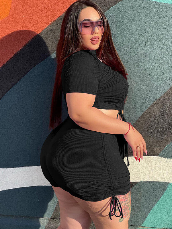 Two Piece Drawstring Shorts Outfits Tiynon