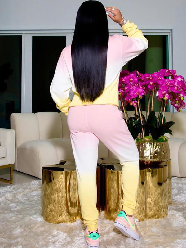 Two Piece Gradient Color Hoodies & Bodycon Pants Tiynon