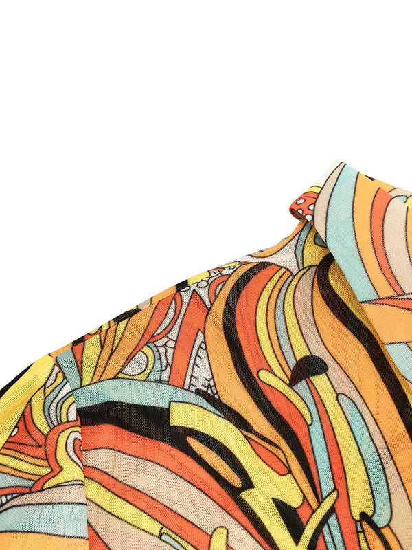 Two Piece Graffiti Print Tops & Long Pants Tiynon