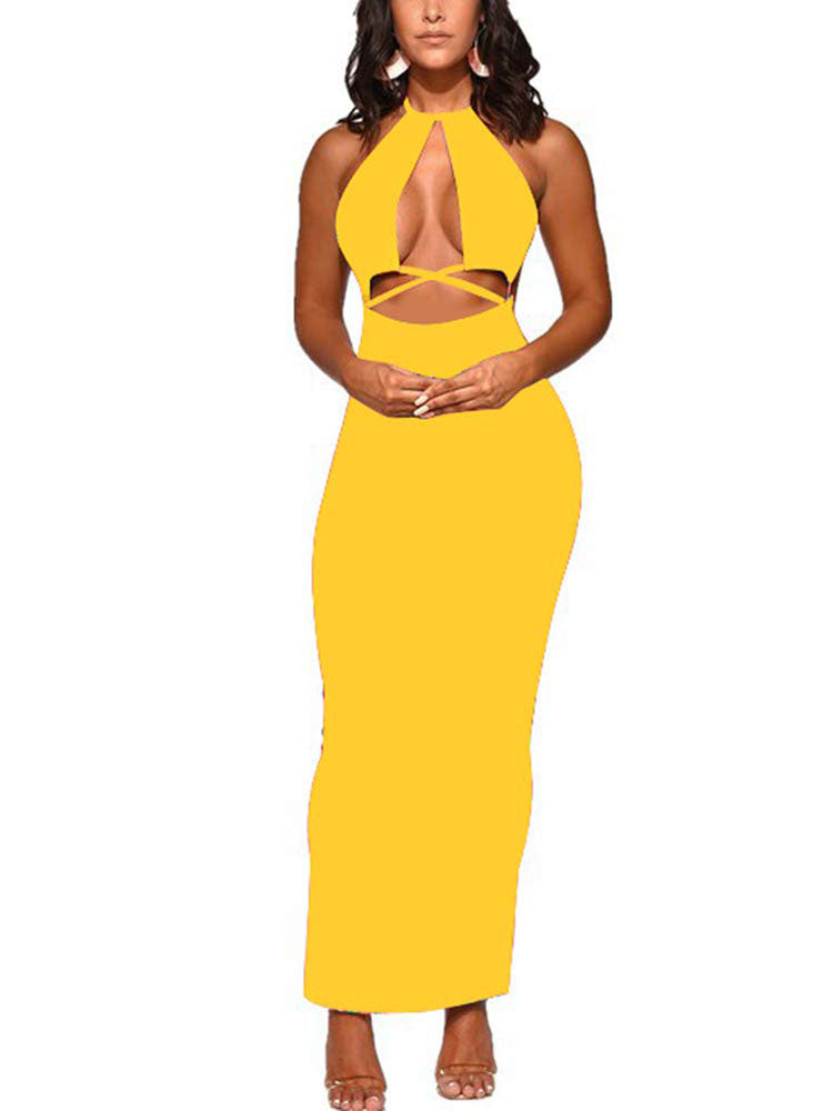 Two Piece Halter Top & Maxi Dress Outfits Tiynon