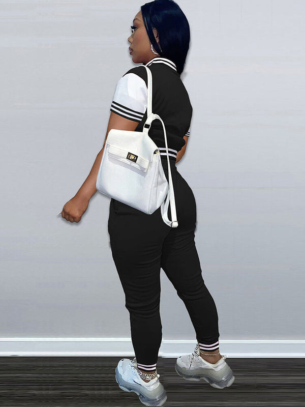 Two Piece Letter Print Crop Top & Bodycon Pants Tiynon