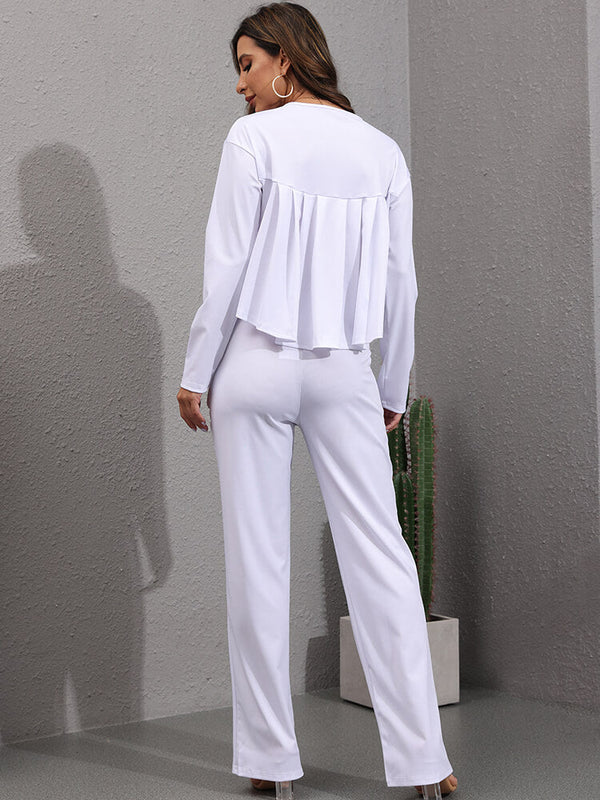 Two Piece Long Sleeve Crop Top & Pants Tiynon