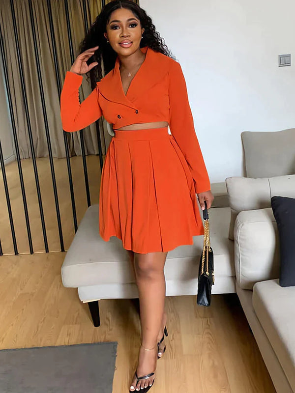 Two Piece Long Sleeve Jacket & Miniskirts Tiynon