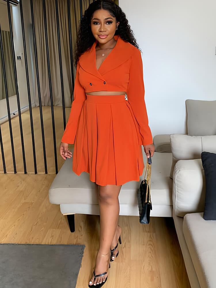 Two Piece Long Sleeve Jacket & Miniskirts Tiynon