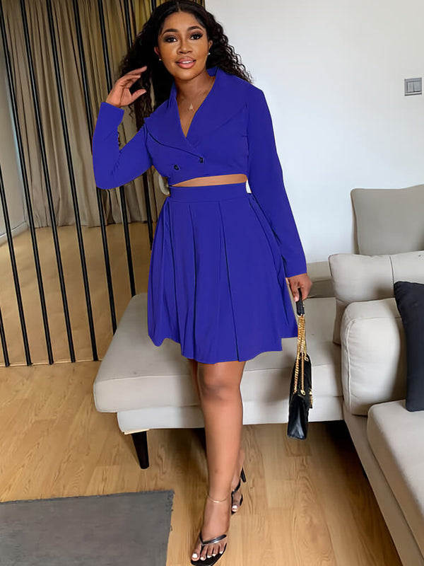 Two Piece Long Sleeve Jacket & Miniskirts Tiynon