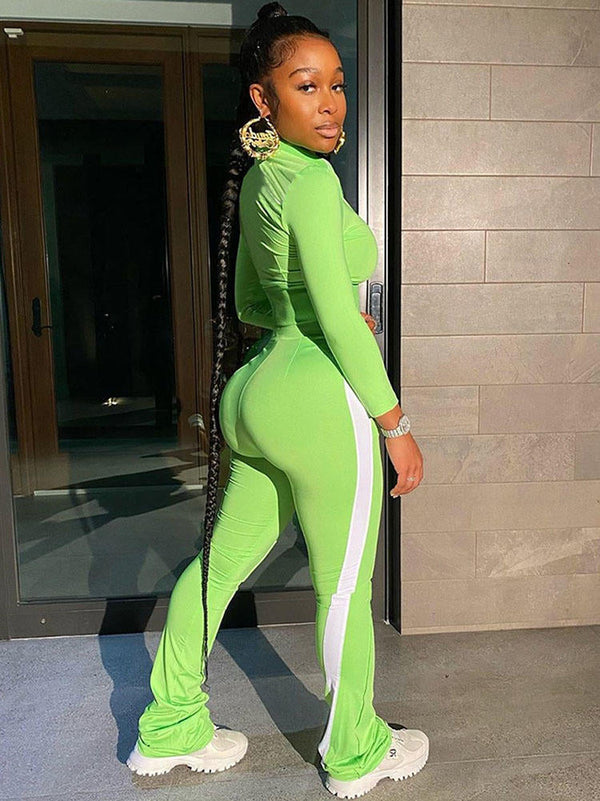 Two Piece Long Sleeve Sideline Jacket+Pants Suit Tiynon