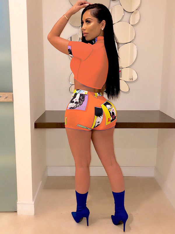 Two Piece Mesh Top Short Pants Outfits Tiynon