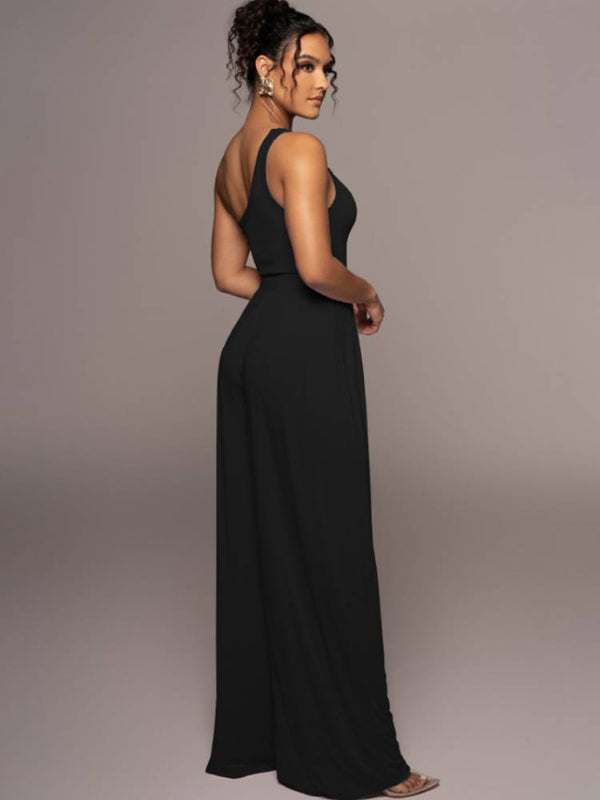Two Piece One Shoulder Tops & Wide Leg Pants Tiynon