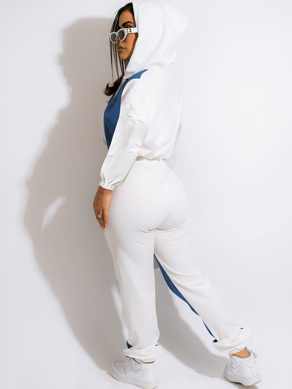 Two Piece Patchwork Long Sleeve Crop Top & Pants Tiynon