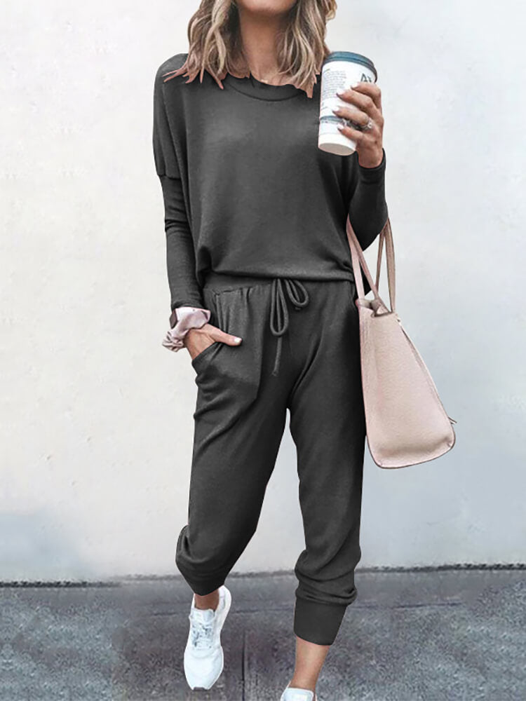 Two Piece Pullover Top & Long Pants Outfits Tiynon