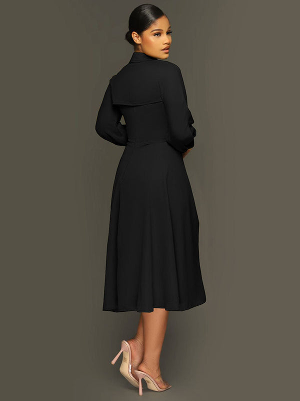 Two Piece Ruffle Drawstring Button Midi Dresses Tiynon